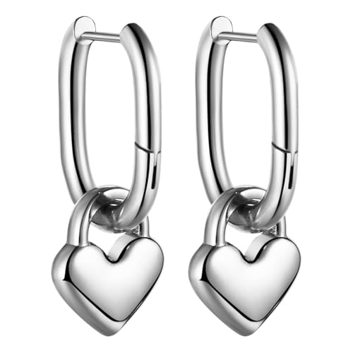Flongo Herzen Büroklammer für Eckige Abnehmbare Herz Ohrhänger Anhänger Muttertag Valentinstag Elegante Geschenke für Mädchen