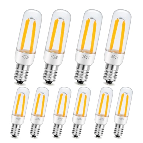 Ruiandsion E10 6V AC 200LM LED Lampen - Warmweiß Miniatur-Schraubsockel Haushaltslampen für Dekorationsbeleuchtung 10er Pack