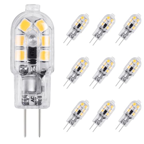 Vicloon G4 LED Leuchtmittel 10 Stück 20 W Halogenlampen entspricht Halogenlampen G4 2 W energiesparend für Dunstabzugshaubenlampen AC DC 12 V 180 lm 3000 K