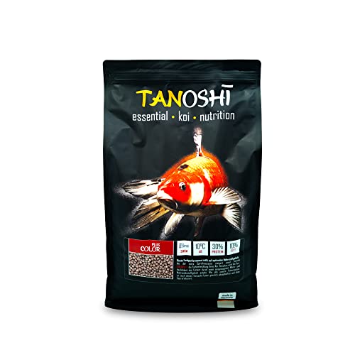 Tanoshi Koifutter - Color Plus 5 kg 6mm Schwimmendes Allein-Koifutter für Beste Farbentwicklung mit Spirulina