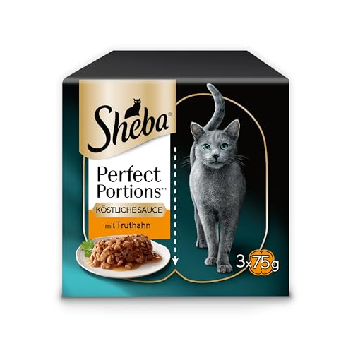 SHEBA Perfect PORTIONS Sauce für Katzen mit Truthahn 8 x 3 x 2 x 375g