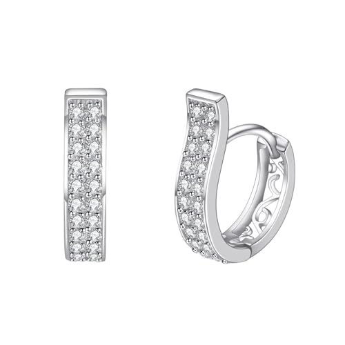 JOLCHIF Silber Creolen Damen 925 Mit Steinen Kleine Mit Manschette Harfe U-förmige Manschette Ohrringes Hypoallergen Modeschmuck