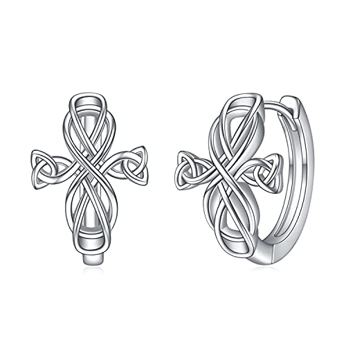 Keltischen Knoten Ohrringe für Damen Irischen Ohrringe Silber 925 Keltische Knoten Creolen Keltischen Irischen Schutz Ohrschmuck für Frauen Mädchen