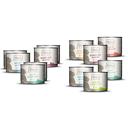 MjAMjAM - Premium Nassfutter für Katzen - Mixpaket II - Wild Kaninchen Pute Ente Geflügel 1er Pack 6 x 200 g Premium Nassfutter für Katzen - Mixpaket 3 6er Pack 6 x 200 g