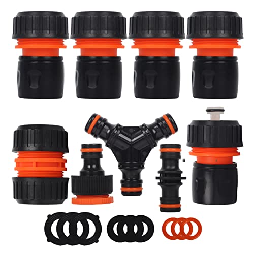 9Stück Schlauchkupplung Gartenschlauch Zubehor 3 4 zoll Schlauchanschluss Satz mit Schlauchverbinder 1 2 Zwei Wege Kupplung Y Verteil 2in1 Wasserhahn Anschluss für Garten Schlauch Schneller Anschluss