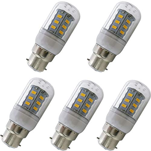 Aoxdi 5 Stück LED Leuchtmittel Lampe mit B22d Sockel 4W Warmweiß 24 SMD 5730 LED Lampen Ersatz für 40W-Glühbirne AC220-240V