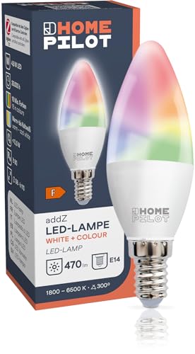 HOMEPILOT addZ E14 White Colour LED Lampe ZigBee 3.0 Smart Home Leuchtmittel Alexa Google Assistant uvm. kompatibel 4 8W 470lm RGBW mehrfarbig Kaltweiß bis Warmweiß dimmbar via App
