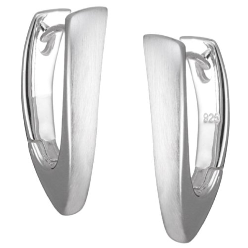 Vinani Damen Ohrringe 925 Silber - Klapp-Creolen V- Form mattiert glänzend aus 925 Sterling Silber Ohrring Set für Frauen CPGS