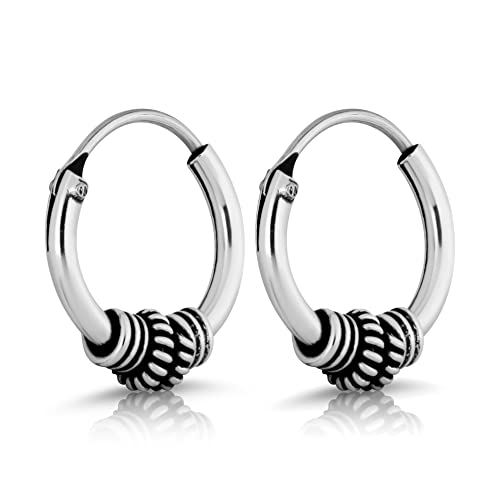 NKlaus Paar 10mm Bali Creolen 1 5mm Keltisch 925 Sterling Silber Herren Gothic 4385