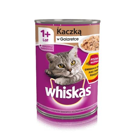 Whiskas Katzenfutter Nassfutter Adult 1 mit Ente in Gelee 12 Dosen 12 x 400g