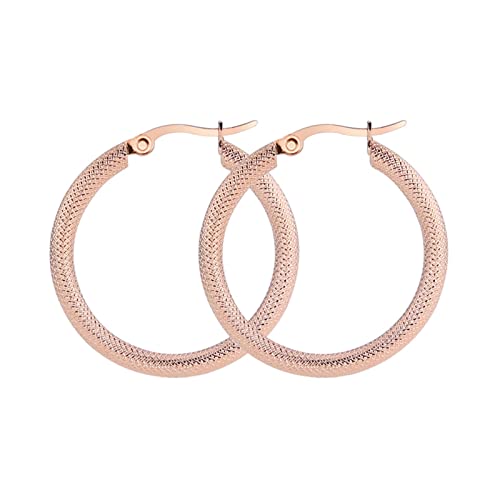 Lieson Titan Ohrringe Frauen Damen Ohrringe Creolen Rosegold Ohrstecker Rund Schlange Muster 40MM