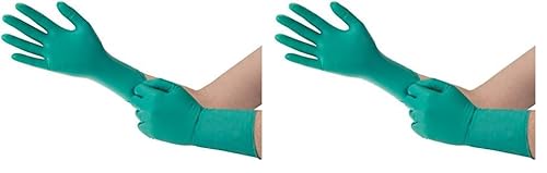 Ansell Microflex 93-260 Einweghandschuhe aus Nitril Neopren chemikalienbeständig für die Industrie Mechaniker und Heimwerker Grün Größe M 7 5-8 6 Stück . Packung mit 2