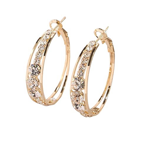 jieGorge Für Damen Personalisierte Ohr große Ring Schmuck Hoop Ohr weibliche eingelegte Schwarz Hängend Gold One Size