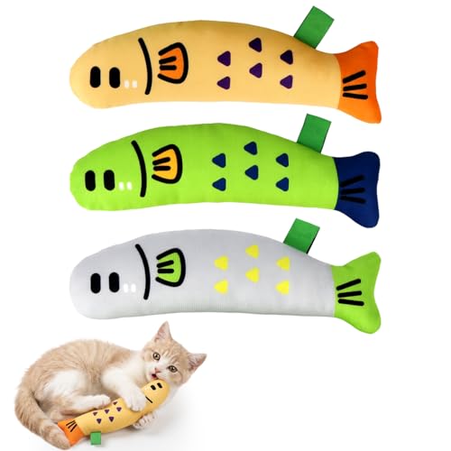 MOTIBACK 3 Stück Hundefuttertuch Fisch 22cm Katzenspielzeug Fisch Robustes Plüschtier Spielzeug für Hunde Katzen weiches Kuscheltier Fische mit Knistergeräusch