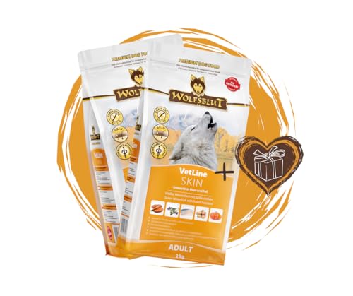 Wolfsblut Vetline Hundefutter - Skin Coat 2x2kg - Sparbundel Sparpaket - inklusive Warnicks Tierfutterservice Hundesnack Goodie