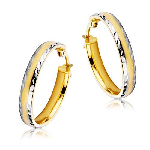 Miore Ohrringe Damen Creolen Bicolor aus Gelbgold und WeiÃŸgold 9 Karat 375 Gold Ohrschmuck