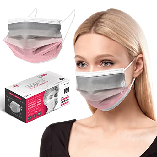 HARD 50x MADE GERMANY OEKO TEX Standard Medizinischer MNS Typ Qualitäts  Atemschutz 3 Einweg Gesichtsmasken   Dusty Pink   50 Stk