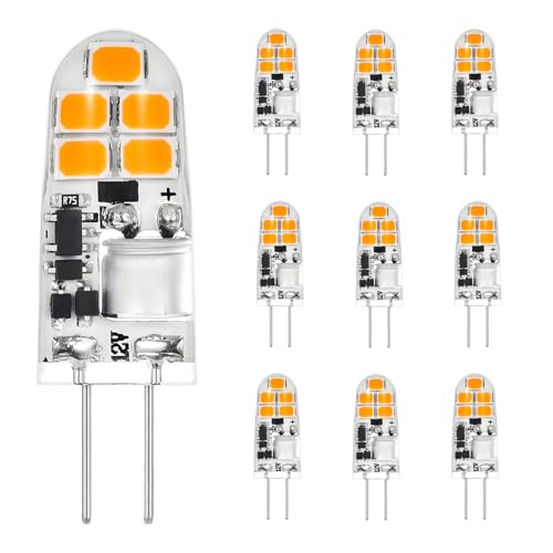 I-SHUNFA G4 LED Lampen 1.3W Warmweiß 2700K AC DC 12V G4 LED Birnen 1.3W ersetzt für 15W Halogenlampen 130LM Energie Sparen LED Glühbirnen für Dunstabzugshaube für die Küche Nicht Dimmbar 10er pack