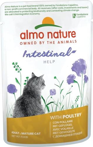 Almo Nature Functional - Intestinal Help - Nassfutter für Erwachsene und reife Katzen mit empfindlichem Darm - mit Geflügel - Unterstützung für das Mikrobiom - 70 g Packung mit 30