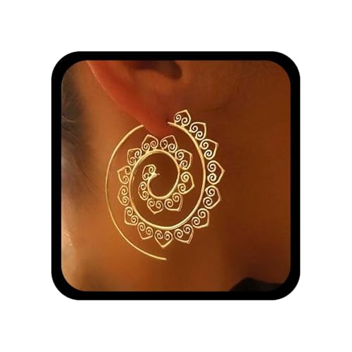 Cybche Gothic Spiral Creolen Mandala Spiral Ohrringe Gold wirbel Ohrring Vortex Zahnrad Ohrring Indischer Ohrsteckerschmuck für Frauen