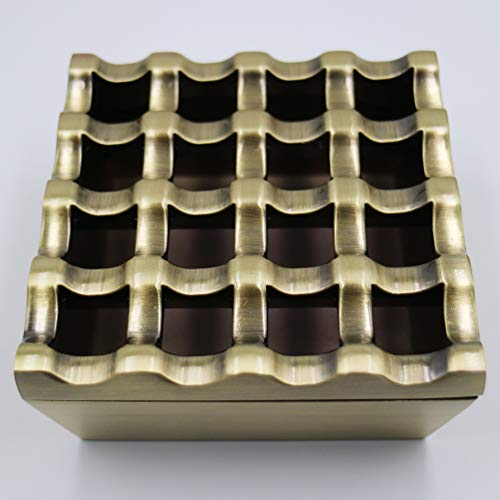 Metall-Aschenbecher für Zigaretten und Zigarren winddichter Aschenbecher für Zuhause Hotel Garten und Schreibtisch 1 Stück Bronze mittel - 16 Löcher