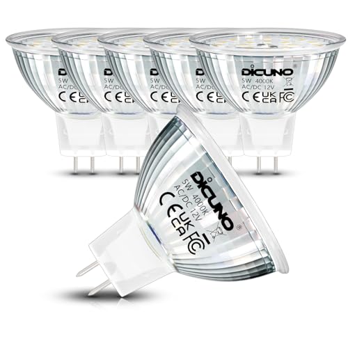 DiCUNO.3 Lampen Reflektor Ersetzt 50W Halogen Spots 4000K Neutralweiß 500lm 120 Abstrahlwinkel Flimmerfrei 6er Pack