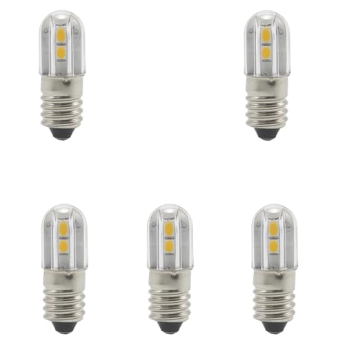 E10 LED Glühbirne 5 Stück 12V Warmweiß lampe 1W 100LM 3000K Miniatur Schrauben Ersatzbirnen Warmweiß 12V