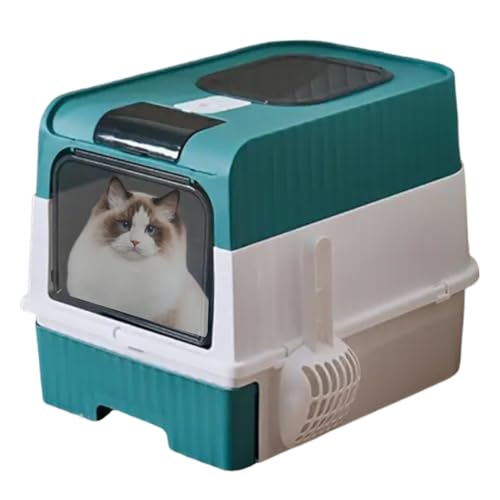 Katzenklo Hoch Katzentoilette - Inklusive Schaufel Abdeckhaube Klappbar Leicht Siebfunktion Für Eckbereich