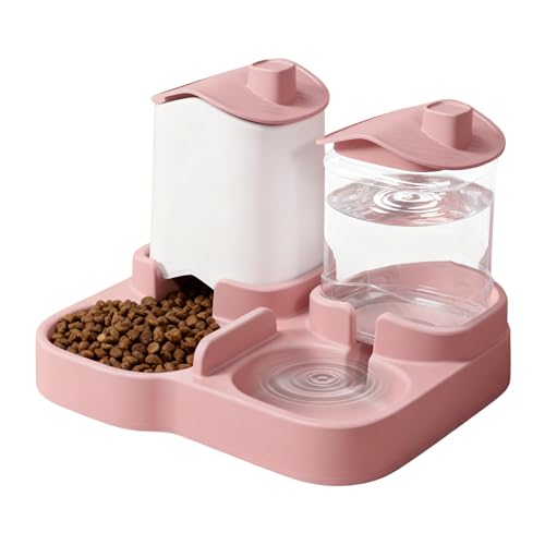 Katzenfutter- und Wasserspender Set - Auslaufschutz Napf Futterautomat Und Trinkbrunnen Für Haustiere Zum Füttern Und Verwöhnen Von Haustieren Wie Kätzchen Welpen Hunden Anderen Tieren