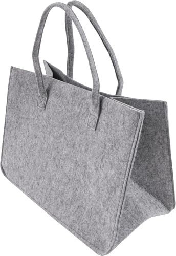 CB Home Style Filzkorb Kaminholztasche Kaminholzkorb Korb Einkaufstasche Tasche Shopper Zeitungskorb 50x 34x 27 cm Hellgrau