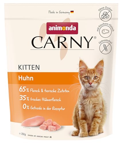 animonda Carny Trockenfutter für Kitten mit Huhn 1x 350g Kittenfutter trocken für wachsende ohne Zucker Getreide mit Hühnerfleisch Taurin
