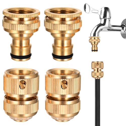 2 Paar Gartenschlauch Schlauchanschluss Schlauchkupplung 3 4 zoll 1 2 zoll Messing Wasserhahnanschluss Adapter Schnellkupplung 3 4 zoll 1 2 zoll Wasserschlauch Adapter Gartenschlauchanschluss