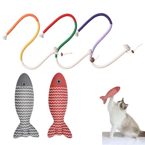 YNR 5 Stück Katzenbeißseil Katzenminze Spielzeug Katzenspielzeug Fisch Mit Nachfüllbarer Natürlicher Katzenminze Katzenspielzeug Selbstbeschäftigung für Katzen Zahnpflege und Gegen Mundgeruch