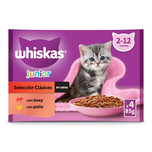 Whiskas Nassfutter für Katzen Junior Auswahl Klassiker 4 x 85 g