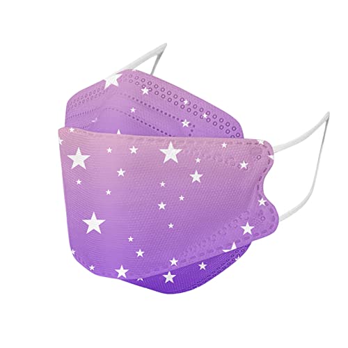 AMDOLE 50 Stück Mundschutz Kinder Einweg Fisch-Form Maske Schutz mit Bunt Motiv 4-Lagige 3D Mund Und Nasenschutz Staubdicht Atmungsaktiv Bandana Halstuch Geruchlos Schals für Jungen Mädchen