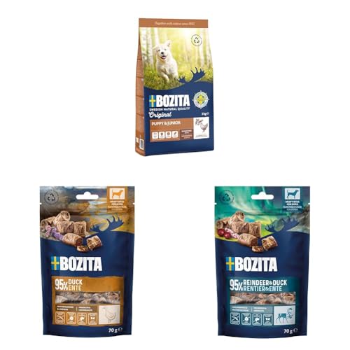  Futter  Snackpaket 3kg weizenfreies Welpenfutter Huhn 2 Sorten getreidefreie Hundesnacks Rentier Ente sowie Reine Ente vollwertige Ernährung schmackhafte Belohnung