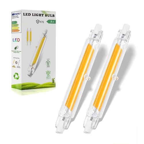 R7S LED 118mm Dimmbar 20W R7S LED Glühbirne Ersatz für 200W J118mm Halogenstab R7S LED COB 118mm Warmweiß 3000K 2000LM 360 Abstrahlwinkel LED Leuchtmittel Kein Flackern AC 220-240V 2er Pack