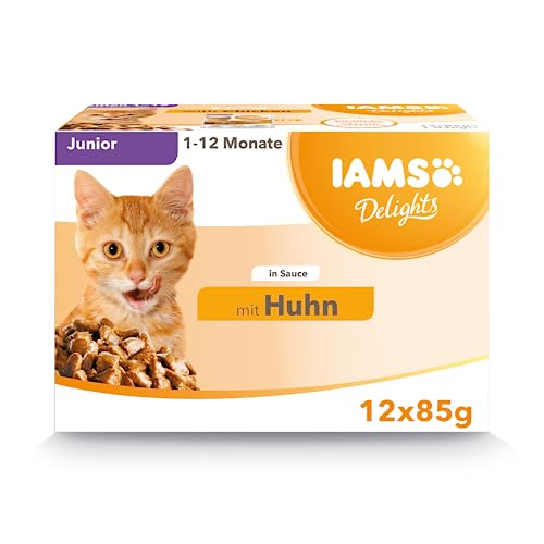 IAMS Delights Kitten Nassfutter   Multipack Katzenfutter mit Huhn in Sauce hochwertiges Futter fÃ¼r Junior KÃ¤tzchen von 1 12 Monate 12 x 85g