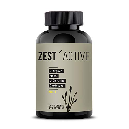 ZEST ACTIVE - L-Arginin Base Maca L-Citrullin und Cordyceps Kapseln von zestonics Maca Arginin Vergleichssieger 2021 bei arginin.de