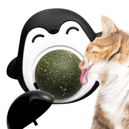 Generisch Cat Catnip Ball Catnip -Kugeln für Katzen Rotatable Toy Licker für Kätzchen Natürliche Katzenminze -Lick -Pinguine Formen Ball für Katzen Mundpflege lindern Langeweile Reduziert Druck