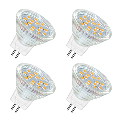 Akynite MR11 GU4 LED 2W Warmweiß 3000K 250LM 120 Grad MR11 10W 20W Halogen Ersatz GU4 MR11 12V-24V AC DC LED Einbaustrahler Warmweiss für Wohnwagen 4er-set