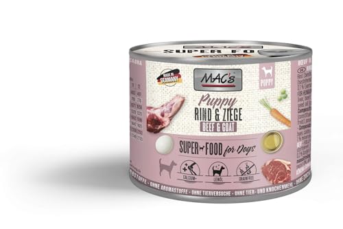 Mac s Dog Super Premium Nassfutter für Hunde 6 x 200 g Kitten Welpen Kalb und Ziege