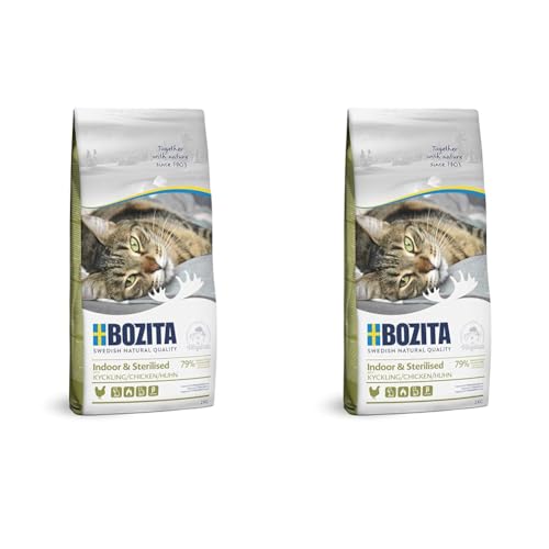 BOZITA Indoor Sterilised Hühnchen - Trockenfutter für Erwachsene hauptsächlich drinnen lebende Katzen 2 kg Packung mit 2