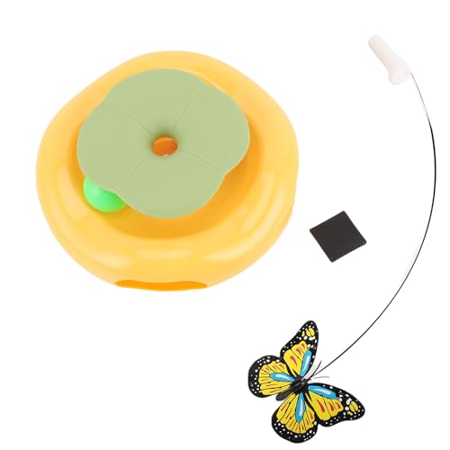 Glomora Elektrisches rotierendes Schmetterlings-Katzenspielzeug lustiges selbstspielendes automatisches interaktives Katzenspielzeug für Katzen und Kätzchen im Innenbereich