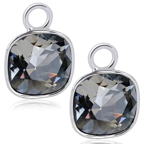 Charm Anhänger 2 Stück 925 Sterling Silber Schwarz für Creolen Markenkristalle NOBEL SCHMUCK