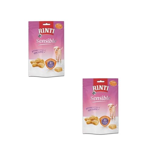 RINTI Sensible Snack Huhn pur Doppelpack 2 x 120 g Beutel Ergänzungsfuttermittel für ausgewachsene Hunde bei Allergien Verträglichkeitsproblemen gefriergetrocknet