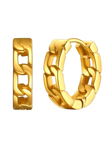 ChainsHouse Frauen Huggies Kreolen Herren Ohrstecker Punk Goldene Statement Ohrschmuck Accessoires Modeschmuck für Freundin