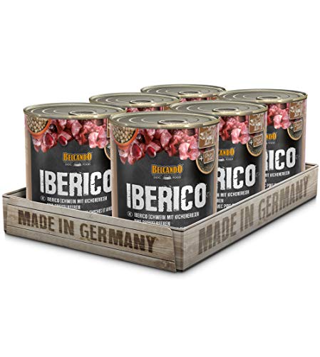 Belcando Super Premium Dose 6x800g Iberico mit Kichererbsen Preiselbeeren Nassfutter für Hunde Feuchtfutter Dose Alleinfutter für Hunde Aller Rassen