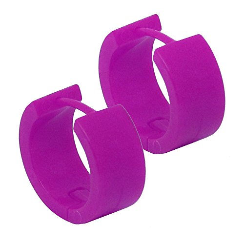 Tumundo 1 Paar Creolen Creole Klappcreolen Acryl Kunststoff Leicht Huggie Ohrringe Damen Ohr WeiÃŸ Rosa Rot GrÃ¼n Farbe pink - 13.5mm x 7mm