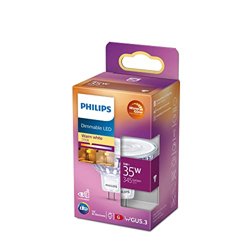 Philips LED Classic GU5.3 Lampe Warm Glow 35 W dimmbarer Reflektor LED Spot mit warmweißem Licht energiesparende LED Lampe mit langer Nutzlebensdauer Warmes Leuchten